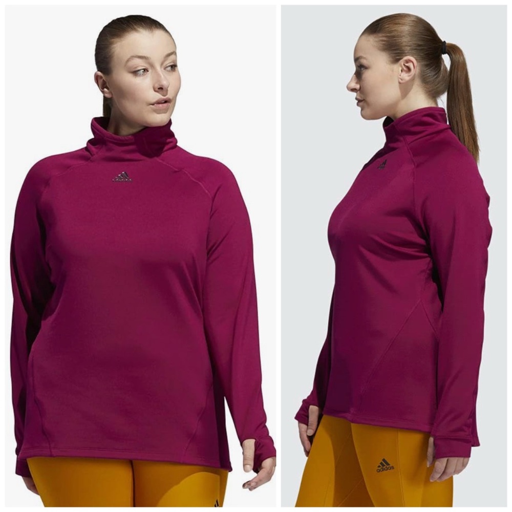 Adidas Cold Rdy Mock Neck Training Pullover Sweater Power Berry Magenta Size 3X